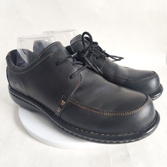 90s Y2k Born Black Lace-up Leather Womens Size 9.5 /41 Low Top Derby Minimalist - Picture 1 of 11